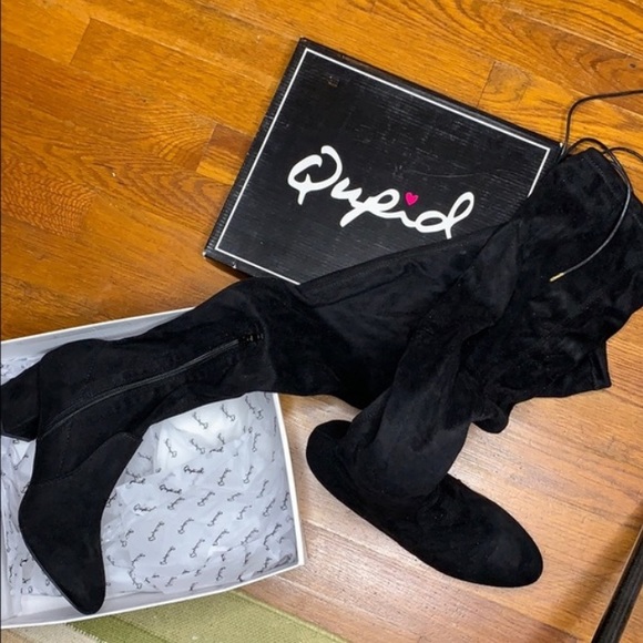 ❣️LAST 9❣️ Over the Knee Back Lace Up Boots Black - Picture 7 of 8